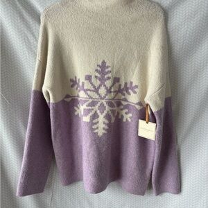Purple and Cream Snowflake Sweater